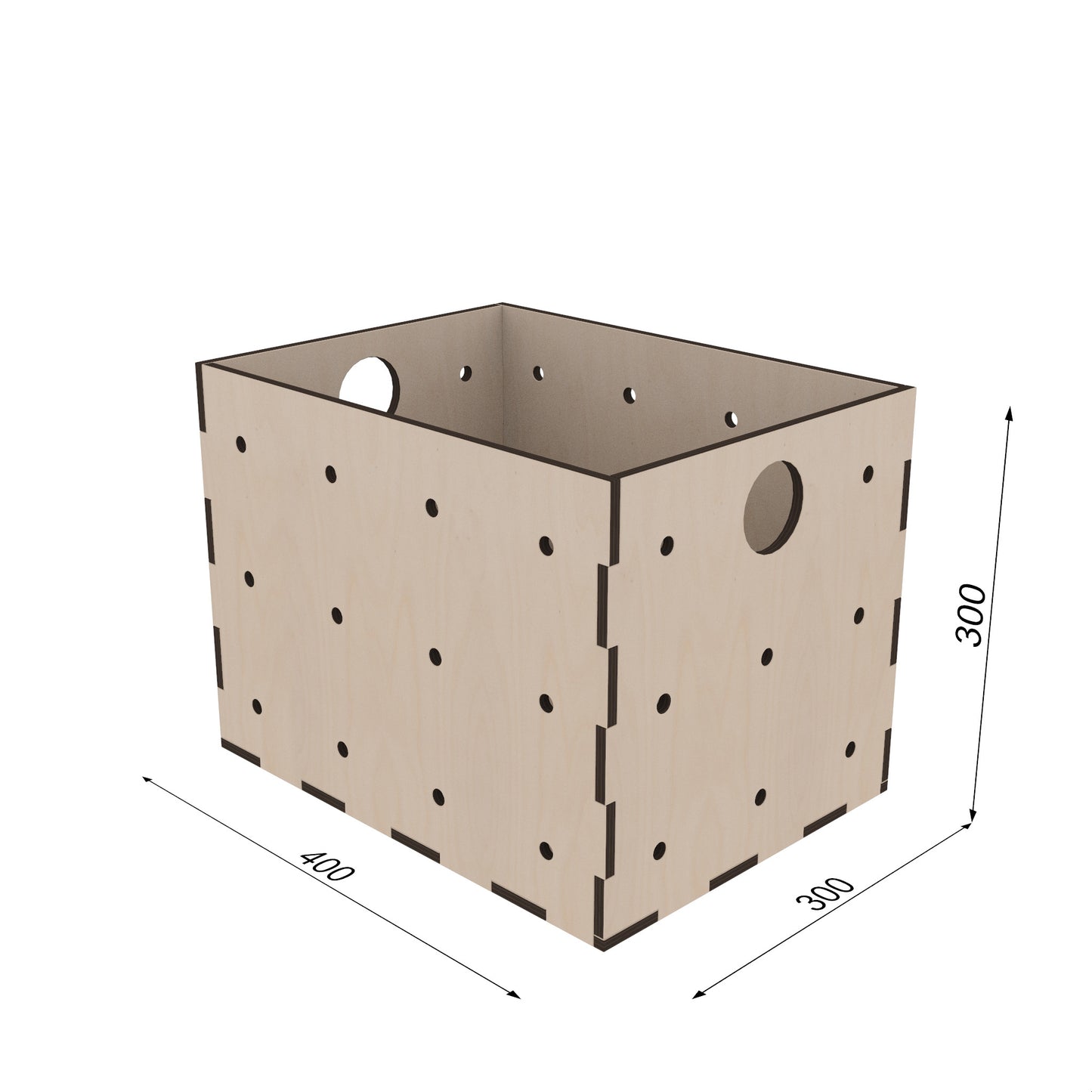 Maßzeichnung: Kiubiq Eurobox M 40x30x30 cm – vielseitige Eurobox für Regal- und Campernutzung