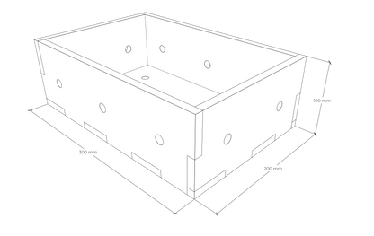 Box aus Holz mit Lochraster 30 x 20 x 10 cm