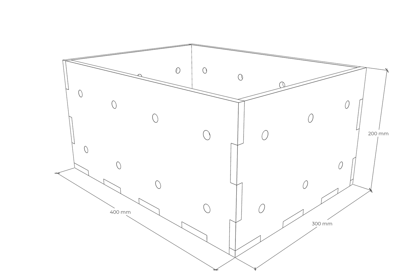 Holzkiste im Euroboxformat 40 x 30 x 20 cm