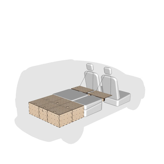 Modularer Camper-Ausbau aus einzelnen Boxen – flexibel kombinierbar und erweiterbar.