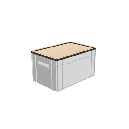 Holzdeckel auf grosser Eurobox 600 x 400 mm mit Stapelrand