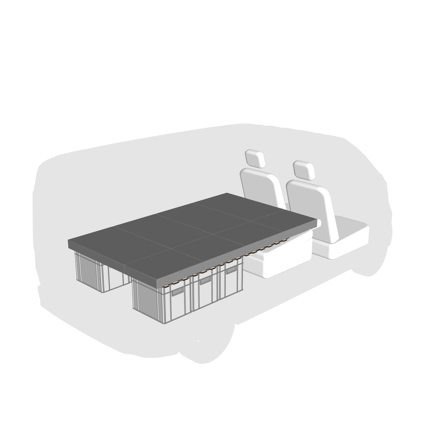 KIA PV5 Camping Set aus Euroboxen und Holzdeckeln mit Puzzlerand und Matratzen