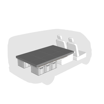 KIA PV5 Camping Set aus Euroboxen und Holzdeckeln mit Puzzlerand und Matratzen