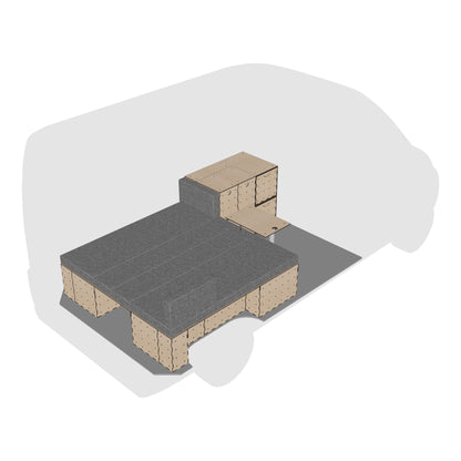 Komfortables Schlafsystem für Ducato und Jumper quadratisches Doppelbett zum Quer- und Laengsschlafen