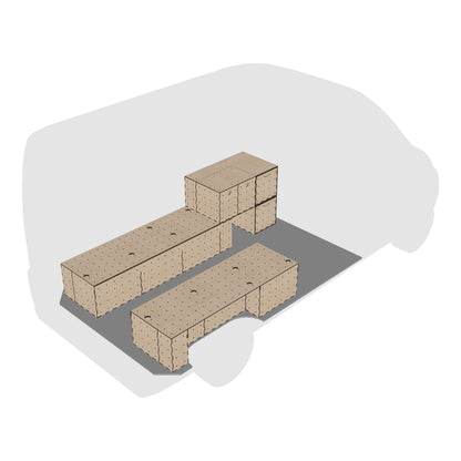 Fiat Ducato L2H2 Möbelset – Doppelcouch Konfiguration ohne Polster, modular und leicht