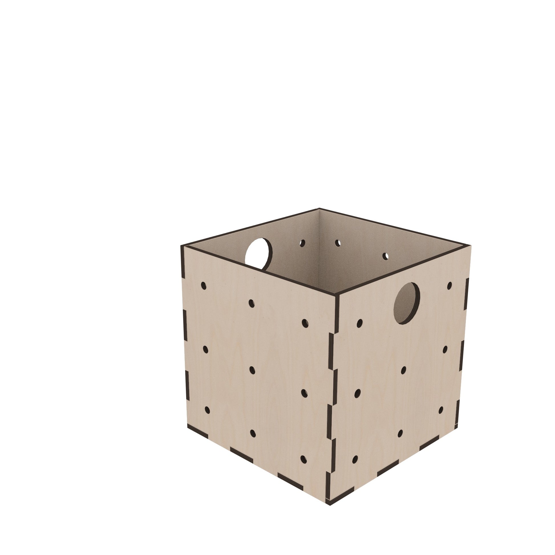  KIUBIQ Würfelbox M 300x300x300 mm – stehende Position, vielseitige Holzkiste für Regal- und Ordnungssysteme