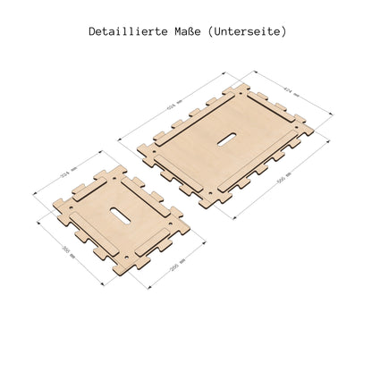 Kiubiq Puzzledeckel Bemassung der Rückseite