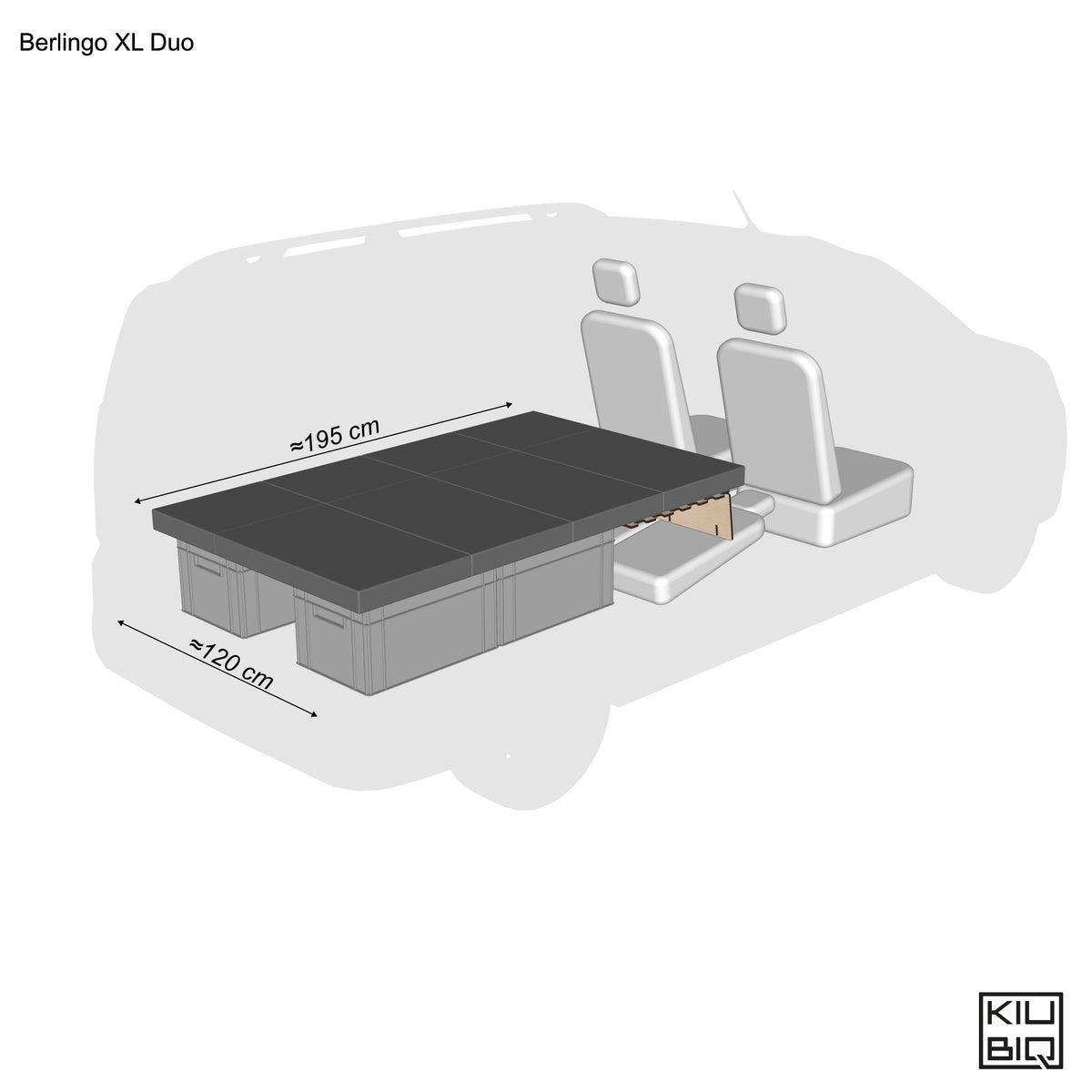 Modulares Doppelbett Camping-Set mit Matratze für Citroën Berlingo XL, Peugeot Rifter Long und Opel Combo XL