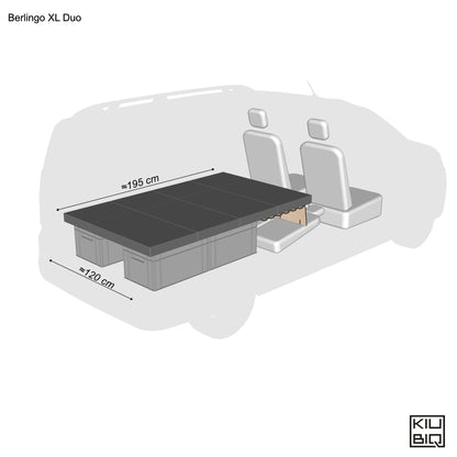 Modulares Doppelbett Camping-Set mit Matratze für Citroën Berlingo XL, Peugeot Rifter Long und Opel Combo XL