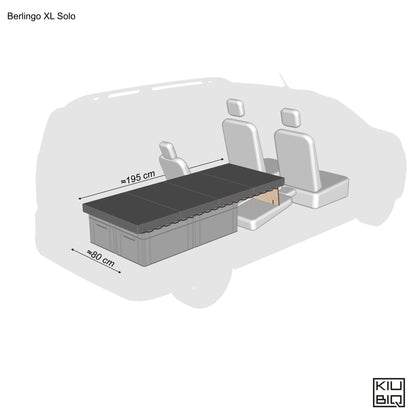 Eurobox Camping Ausbau Solo mit Klappmatratze im Citroën Berlingo XL Hochdachkombi – Liegefläche 195x80 cm
