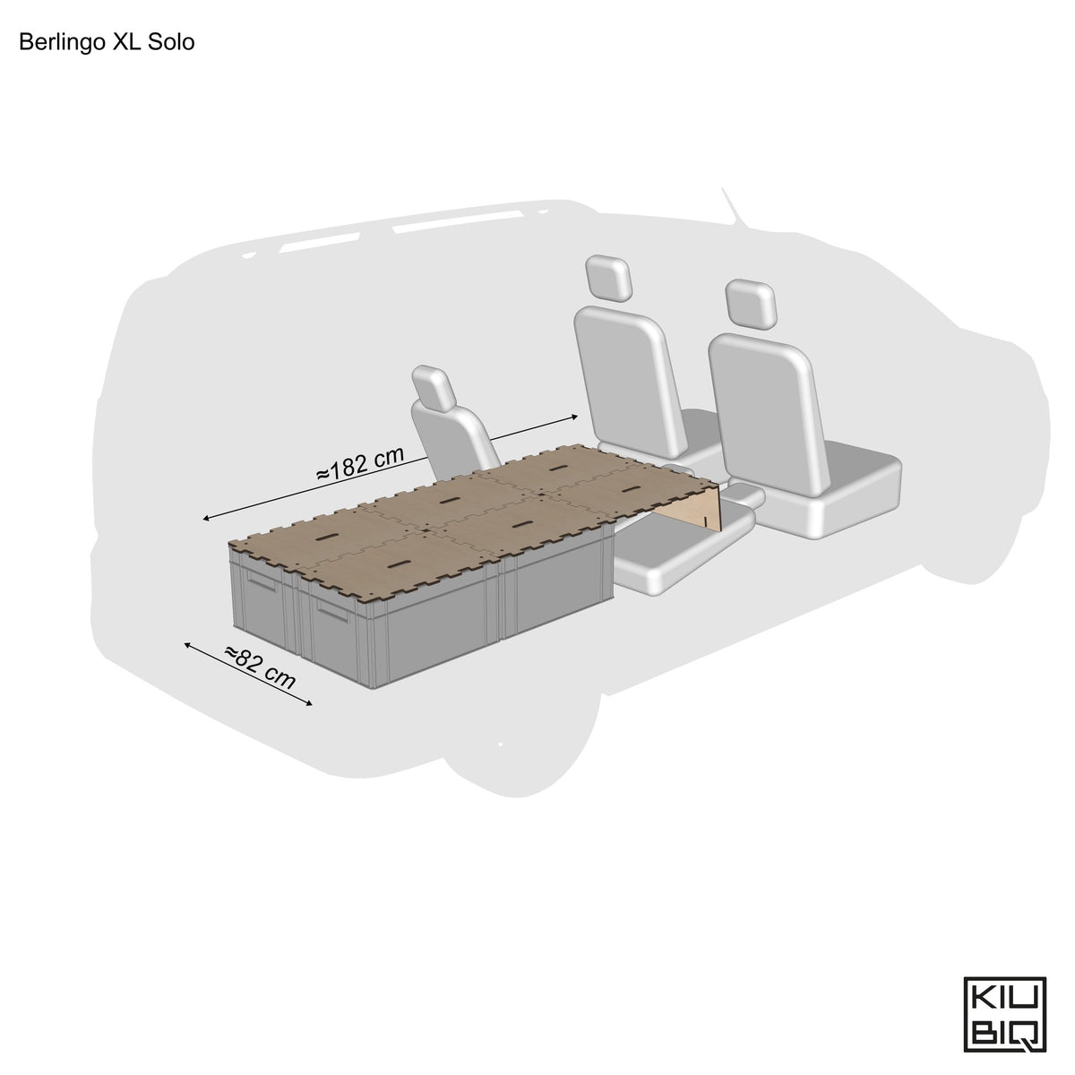 Citroën Berlingo XL Camping Set Solo mit Puzzlerand-Deckeln für Euroboxen – Liegefläche 182x82 cm