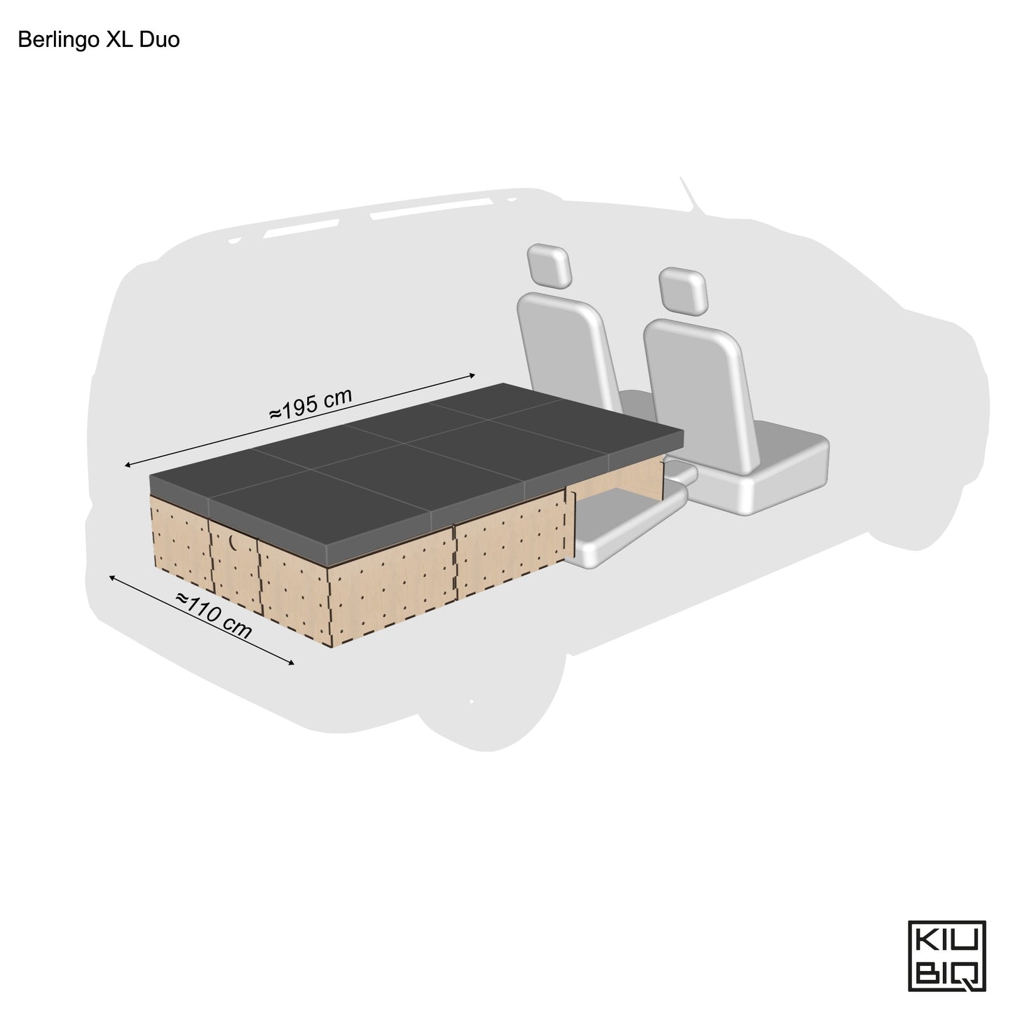 KIUBIQ Camping Set im Citroën Berlingo XL – modulares Schlaf- und Stauraumsystem-Doppelbett