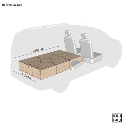 KIUBIQ Camping Set im Citroën Berlingo XL – modulares Schlaf- und Stauraumsystem - Doppel