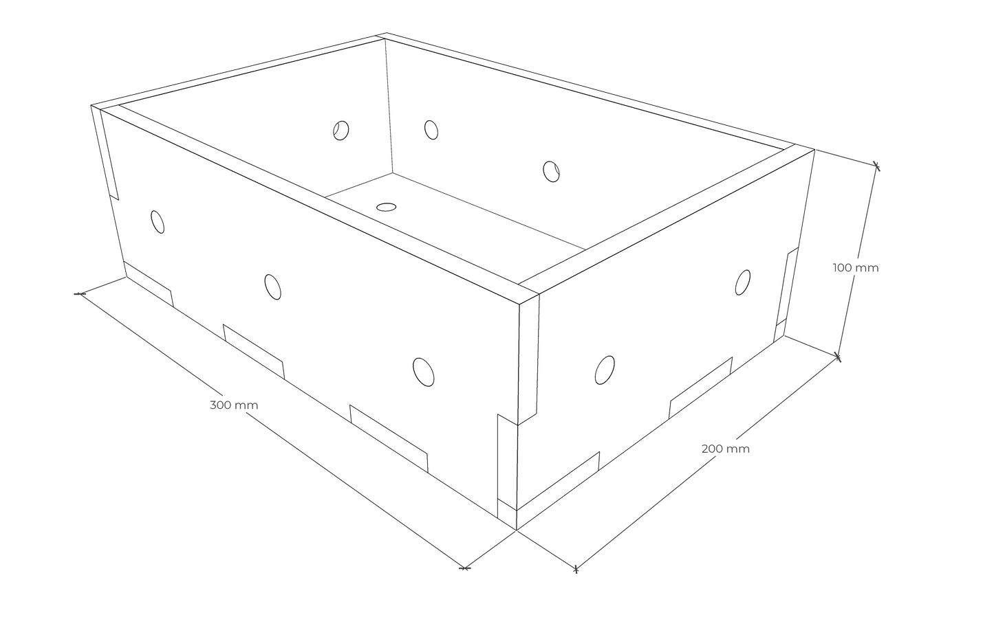 Box aus Holz mit Lochraster 30 x 20 x 10 cm