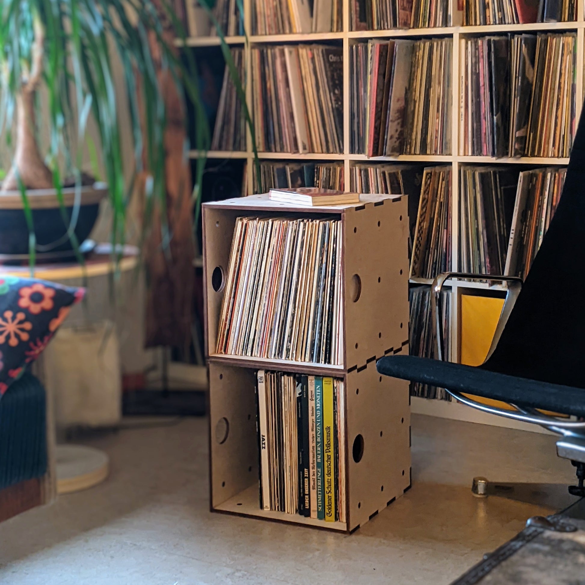 schallplatten aufbewahrung diy KIUBIQ Schallplattenbox aus Holz für LPs