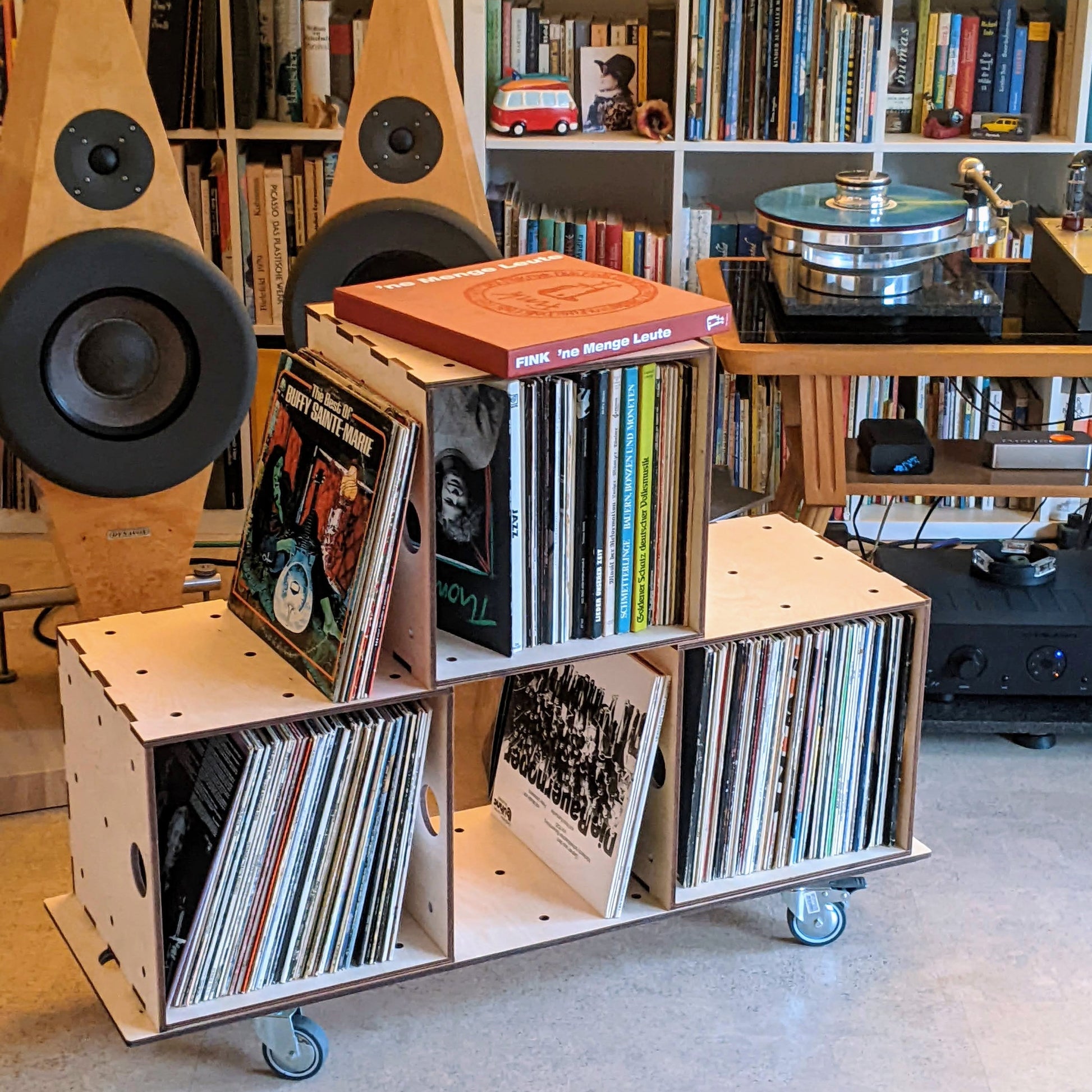 schallplatten aufbewahrung möbel KIUBIQ Schallplattenbox aus Holz für LPs